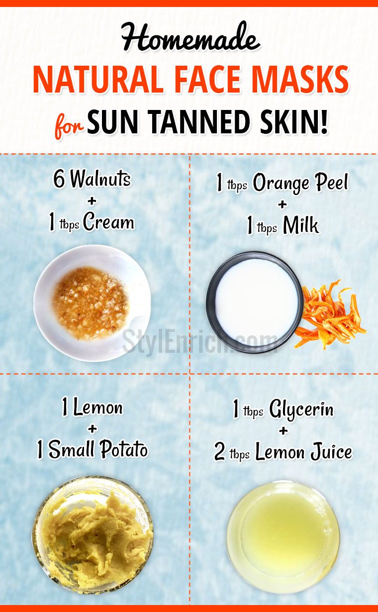 Homemade Natural Face Masks for Sun Tanned Skin