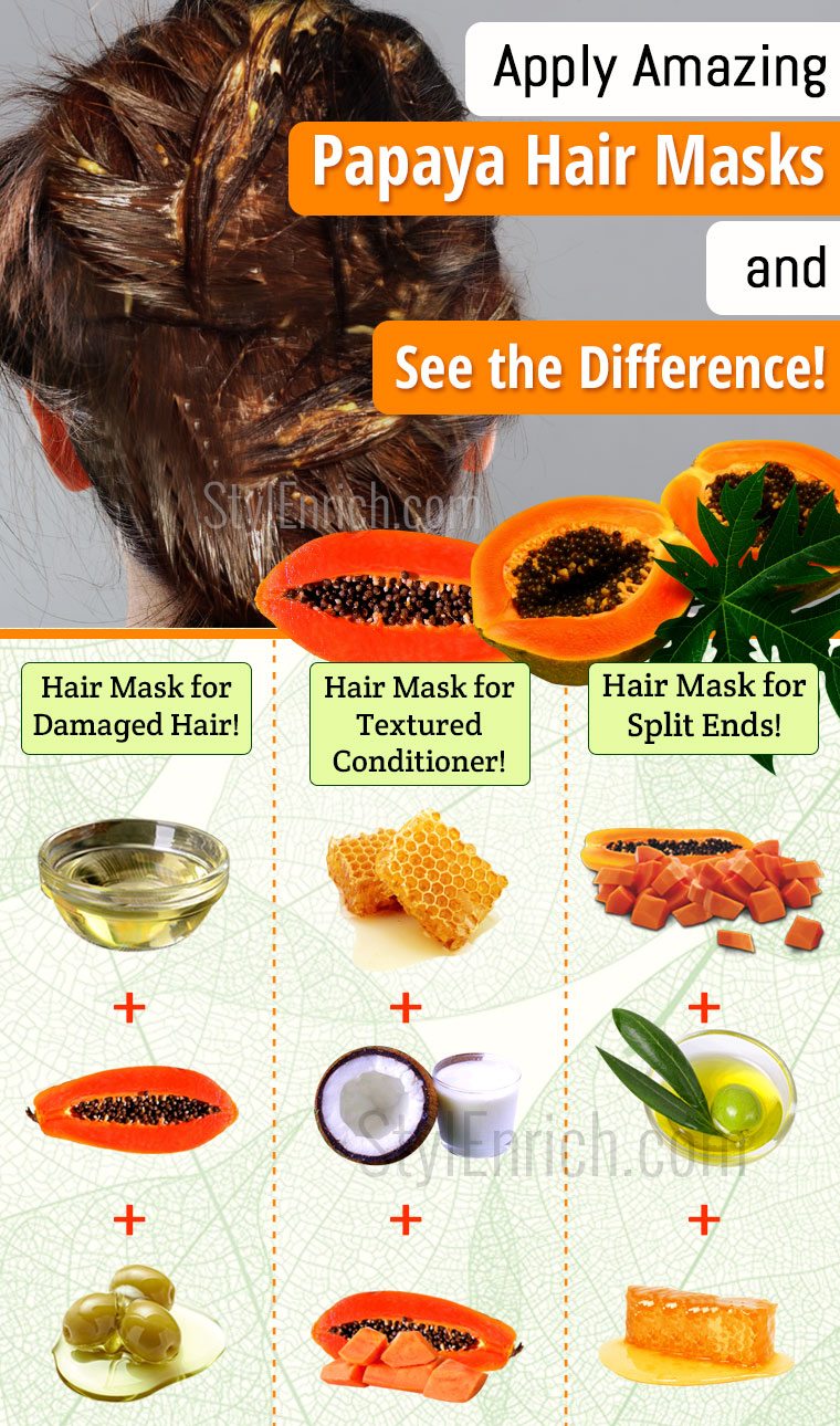 Homemade hair mask with papaya