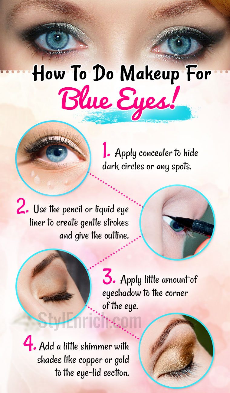 makeup for blue eyes to define the look and shade of the eyes