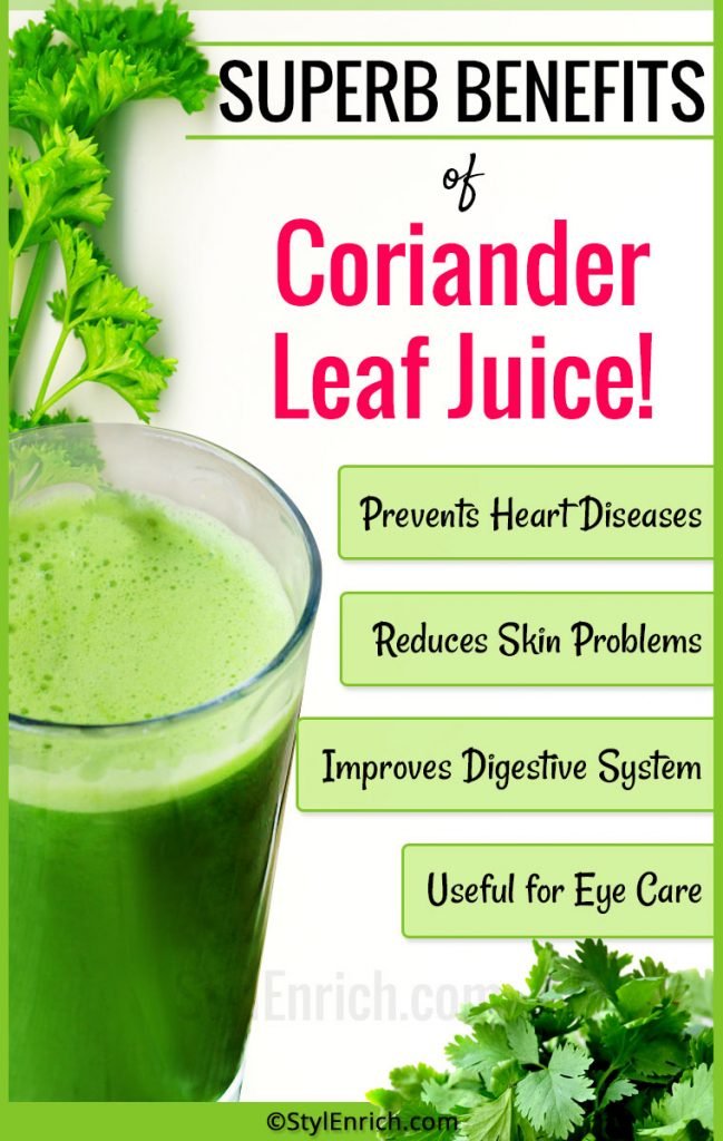 Cilantro Health Benefits or Coriander Leaves Juice Benefits for Overall ...