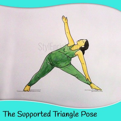 The supported triangle yoga pose for pregnant women