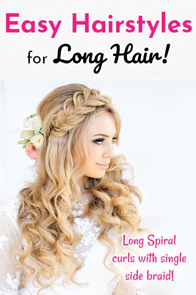 Long Spiral Curls With Single Side Braid