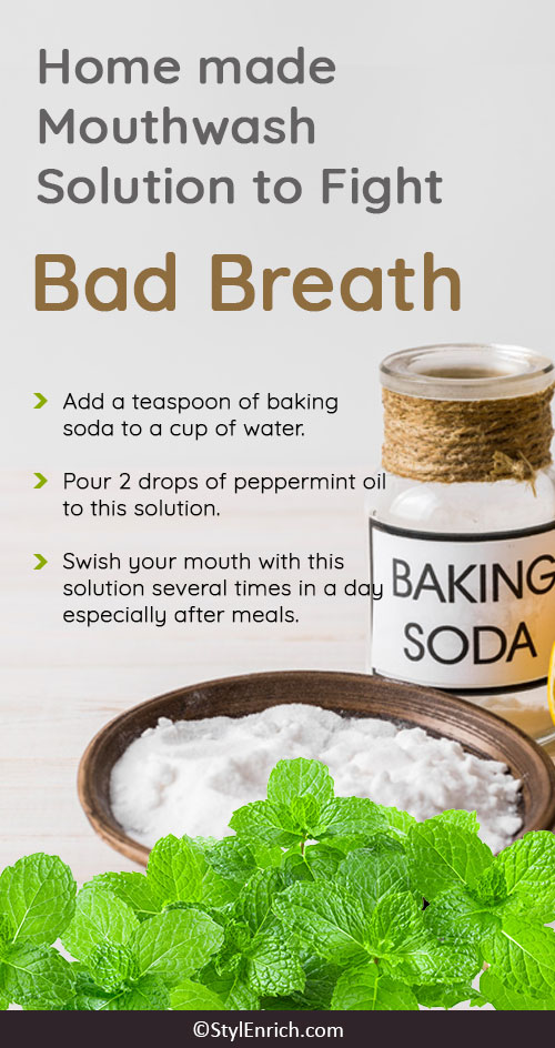 Homemade Mouthwash with Baking Soda and Mint Oil to Fight Bad Breath