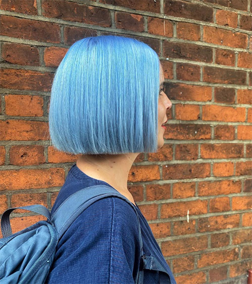 Blue shop rinse wig