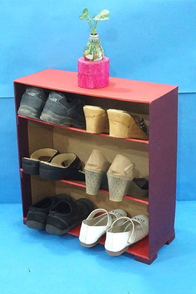 DIY SHOE RACK with WASTE PAPER - How to Make a Paper Shoe Rack 